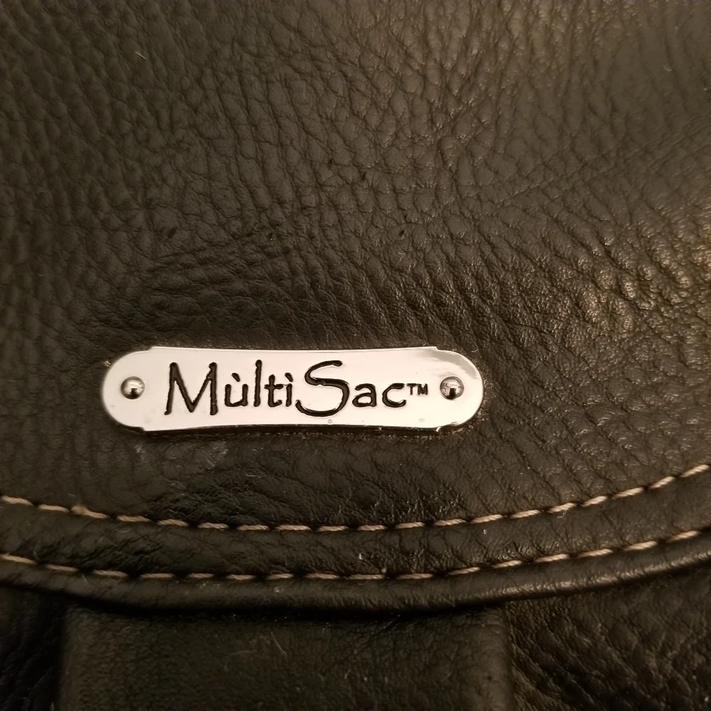 MULTI SAC Black Faux Leather Shoulder Purse 13.5 X 8.5 X 4